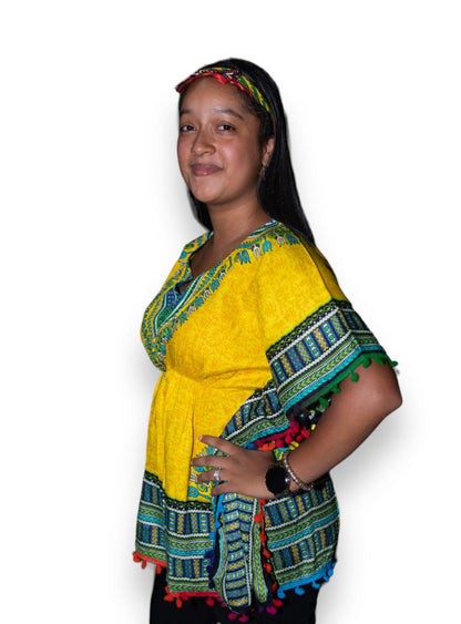 Manta Juvenil con Estampado Afrocaribeño Amarillo