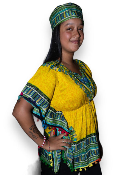 Manta Juvenil con Estampado Afrocaribeño Amarillo