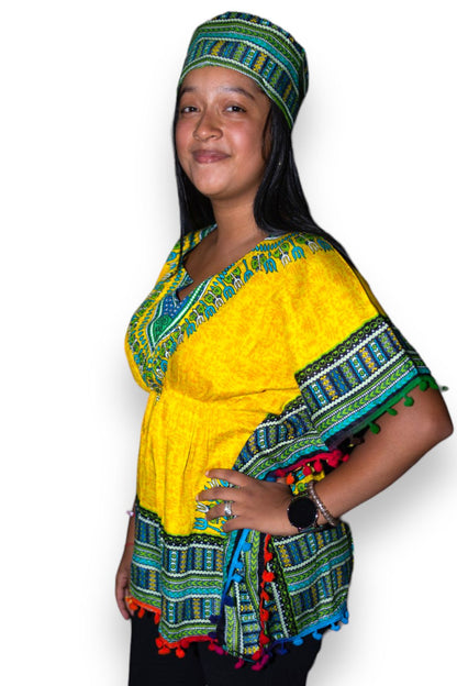 Manta Juvenil con Estampado Afrocaribeño Amarillo