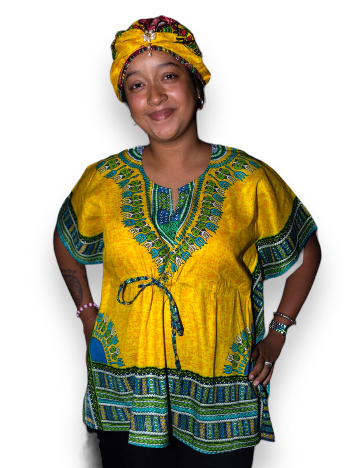 Manta Juvenil con Estampado Afrocaribeño Amarillo