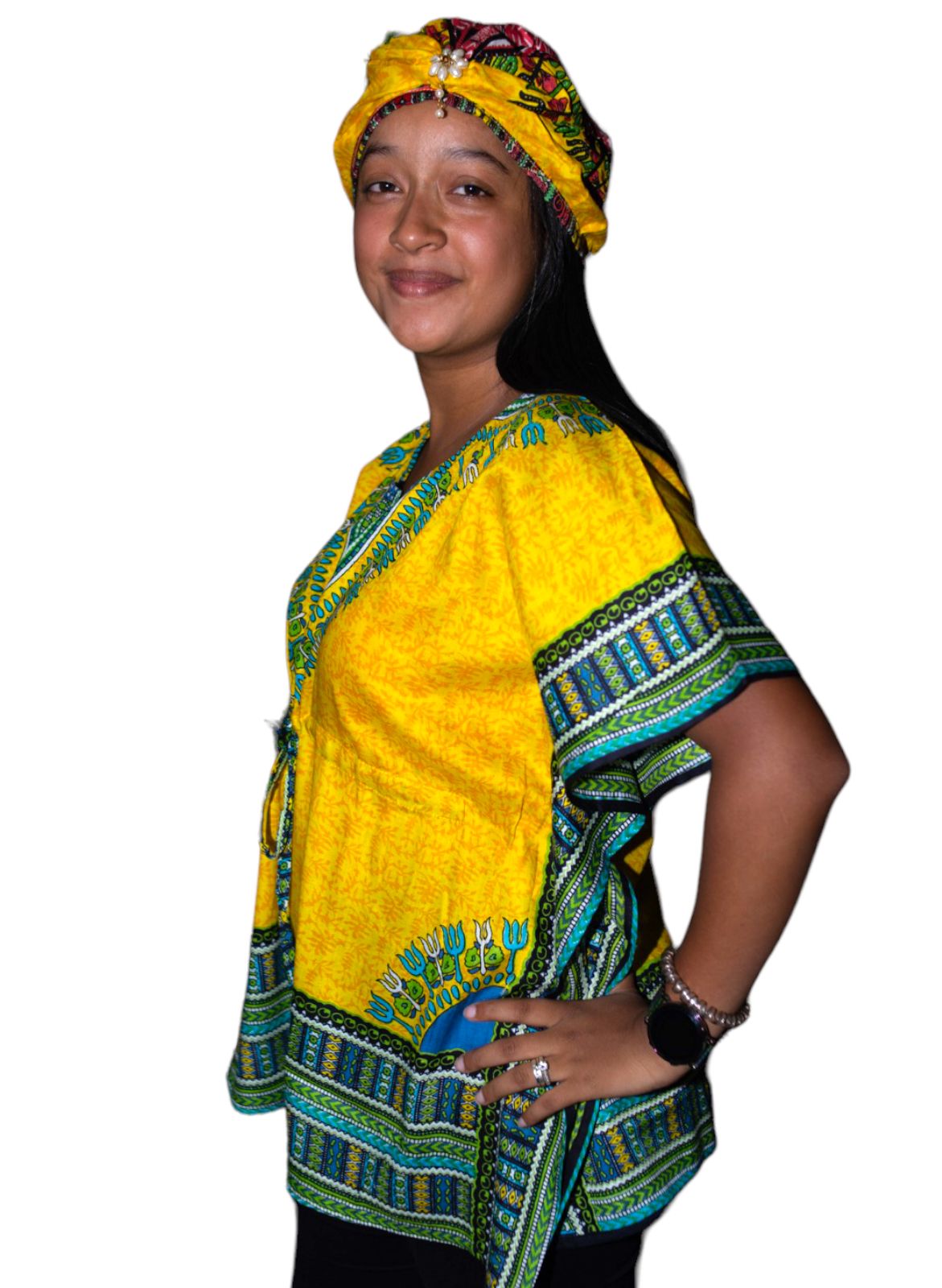 Manta Juvenil con Estampado Afrocaribeño Amarillo