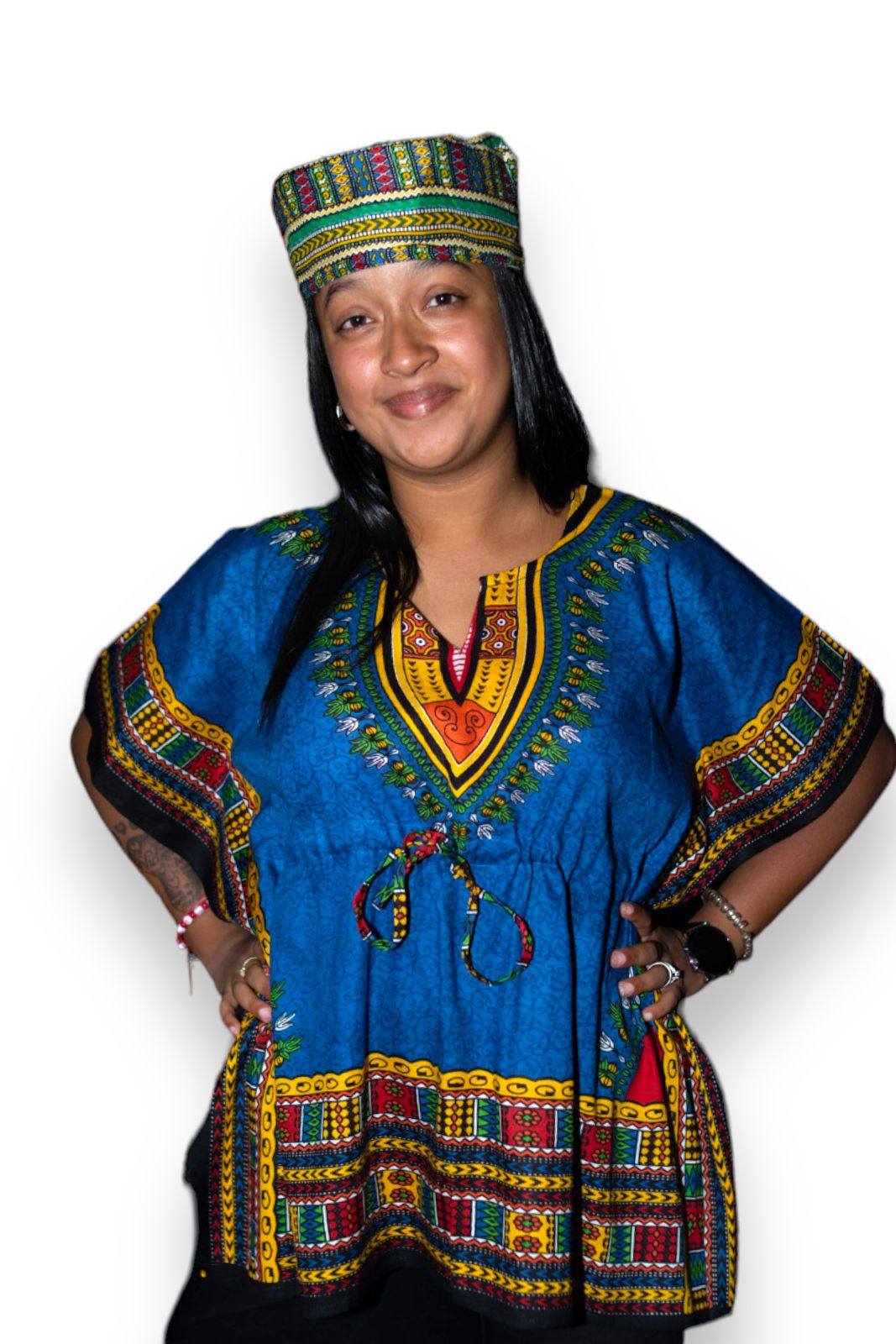 Manta Juvenil con Estampado Afrocaribeño Azul