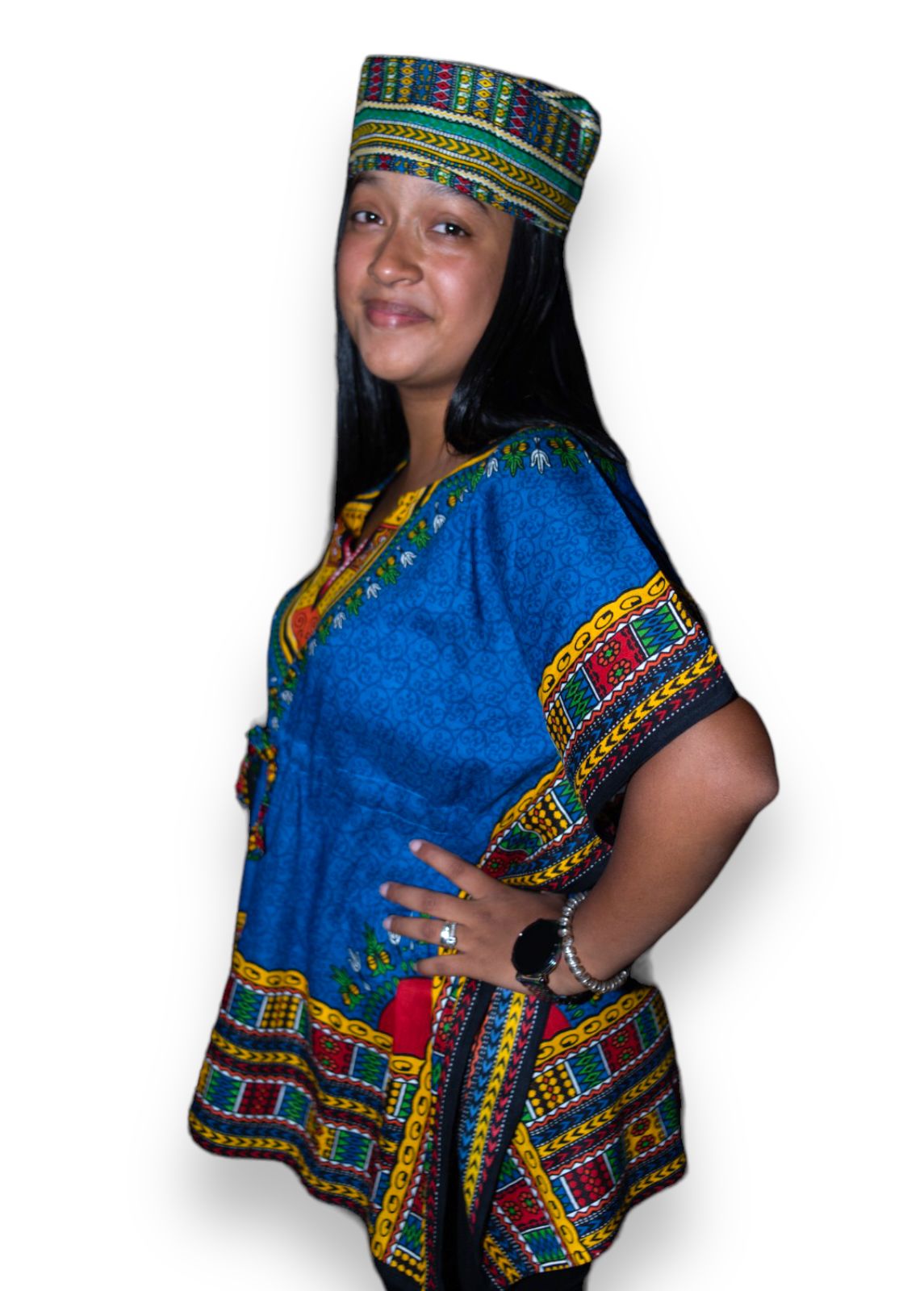 Manta Juvenil con Estampado Afrocaribeño Azul