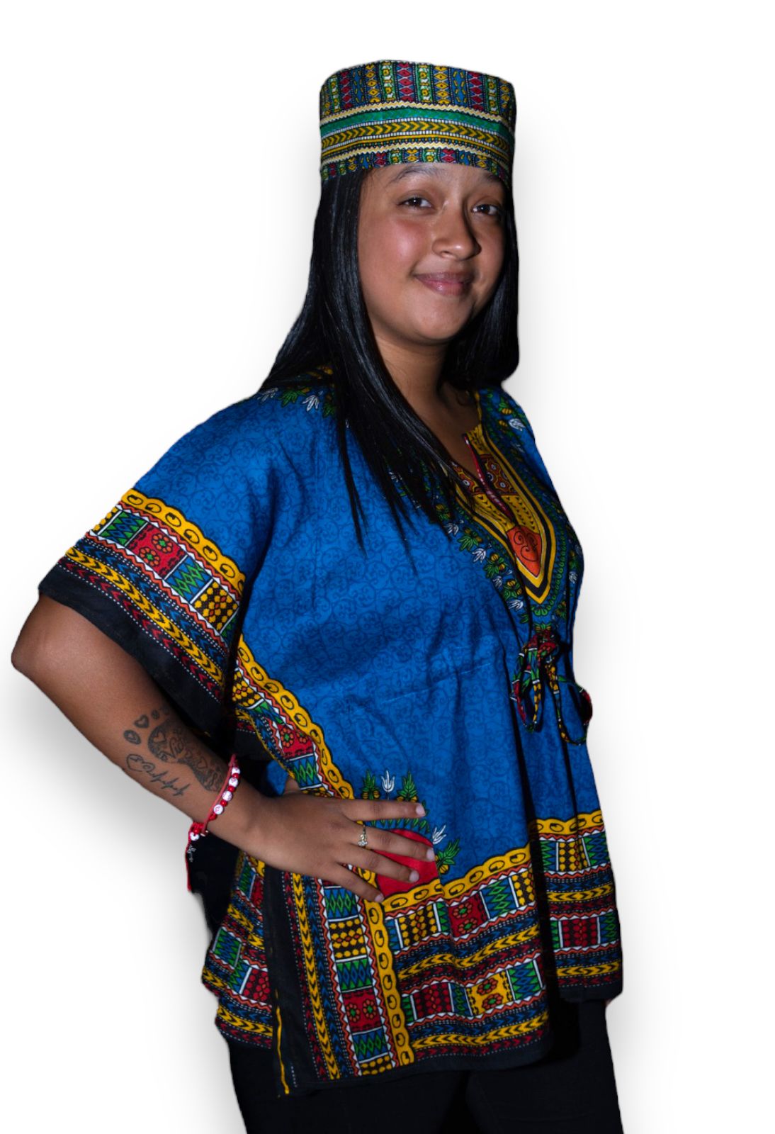 Manta Juvenil con Estampado Afrocaribeño Azul