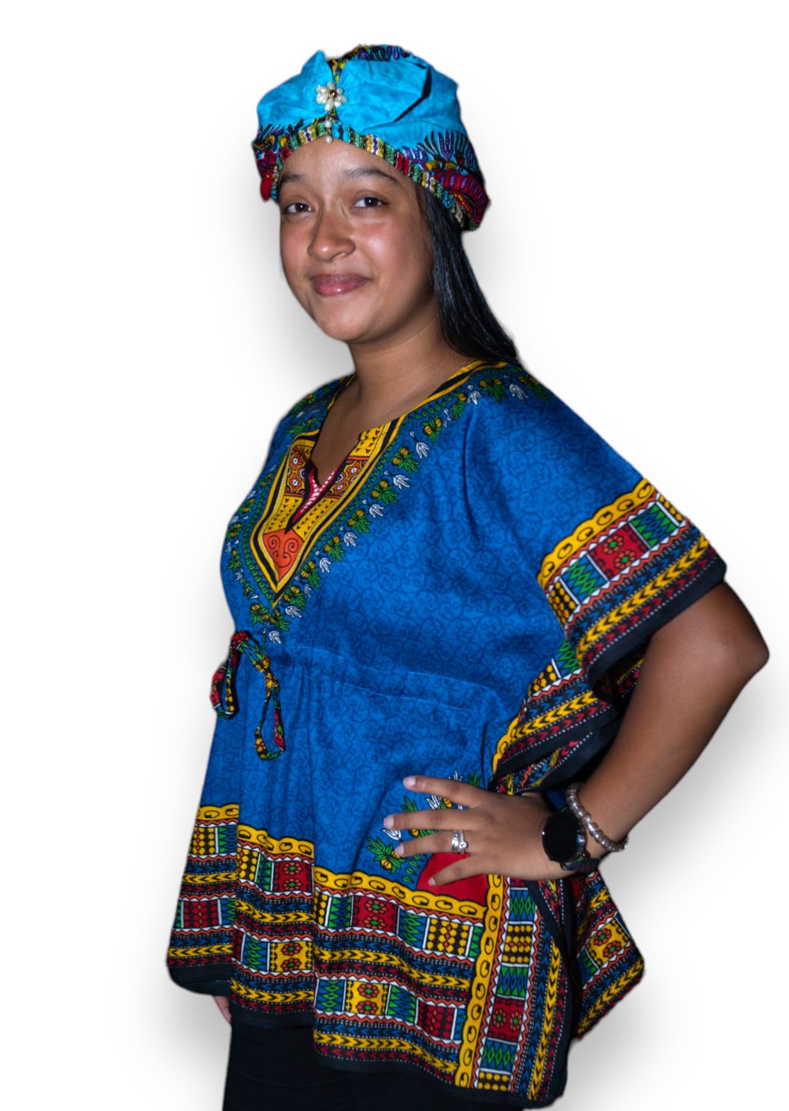 Manta Juvenil con Estampado Afrocaribeño Azul