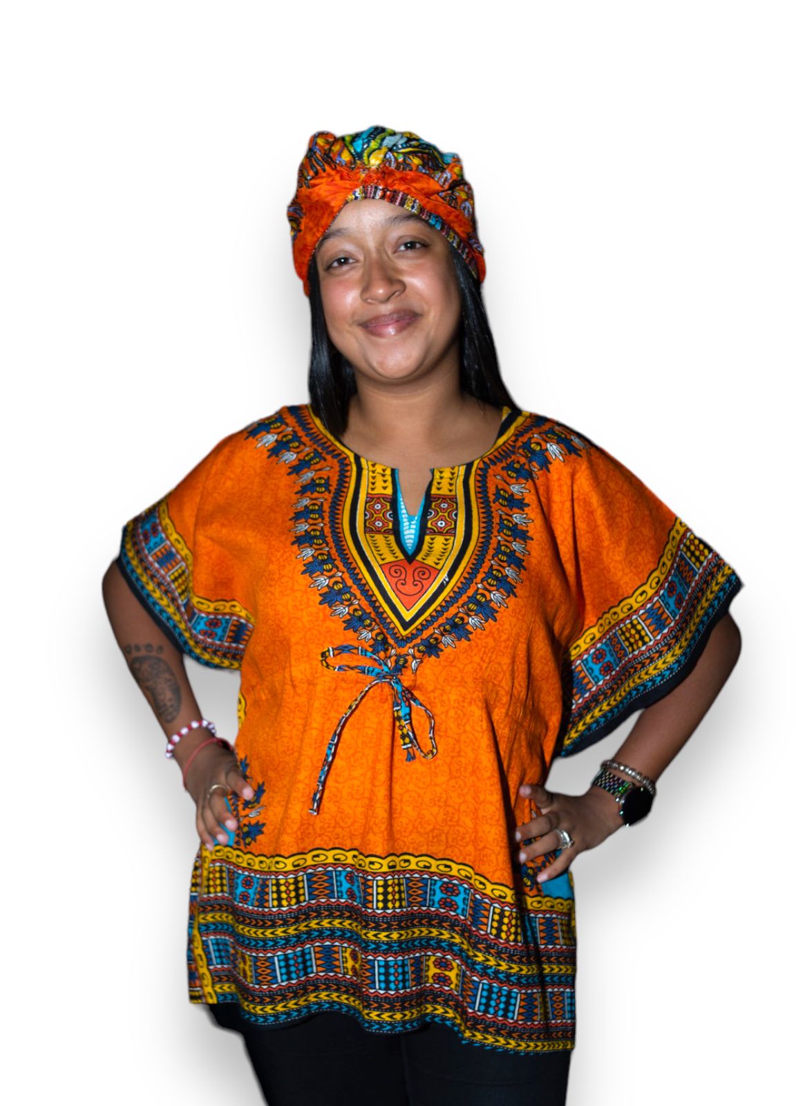 Manta Juvenil con Estampado Afrocaribeño Naranja