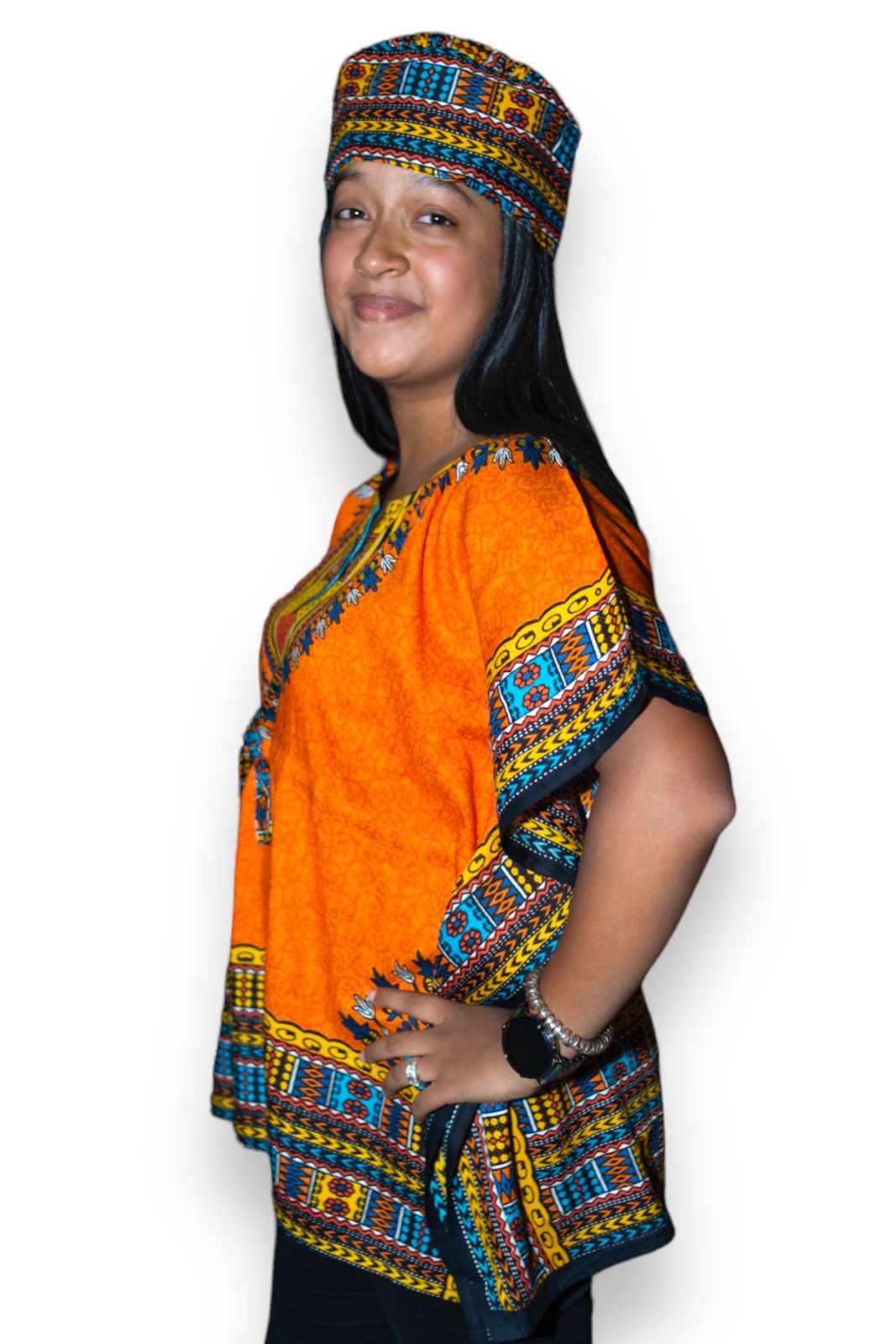 Manta Juvenil con Estampado Afrocaribeño Naranja
