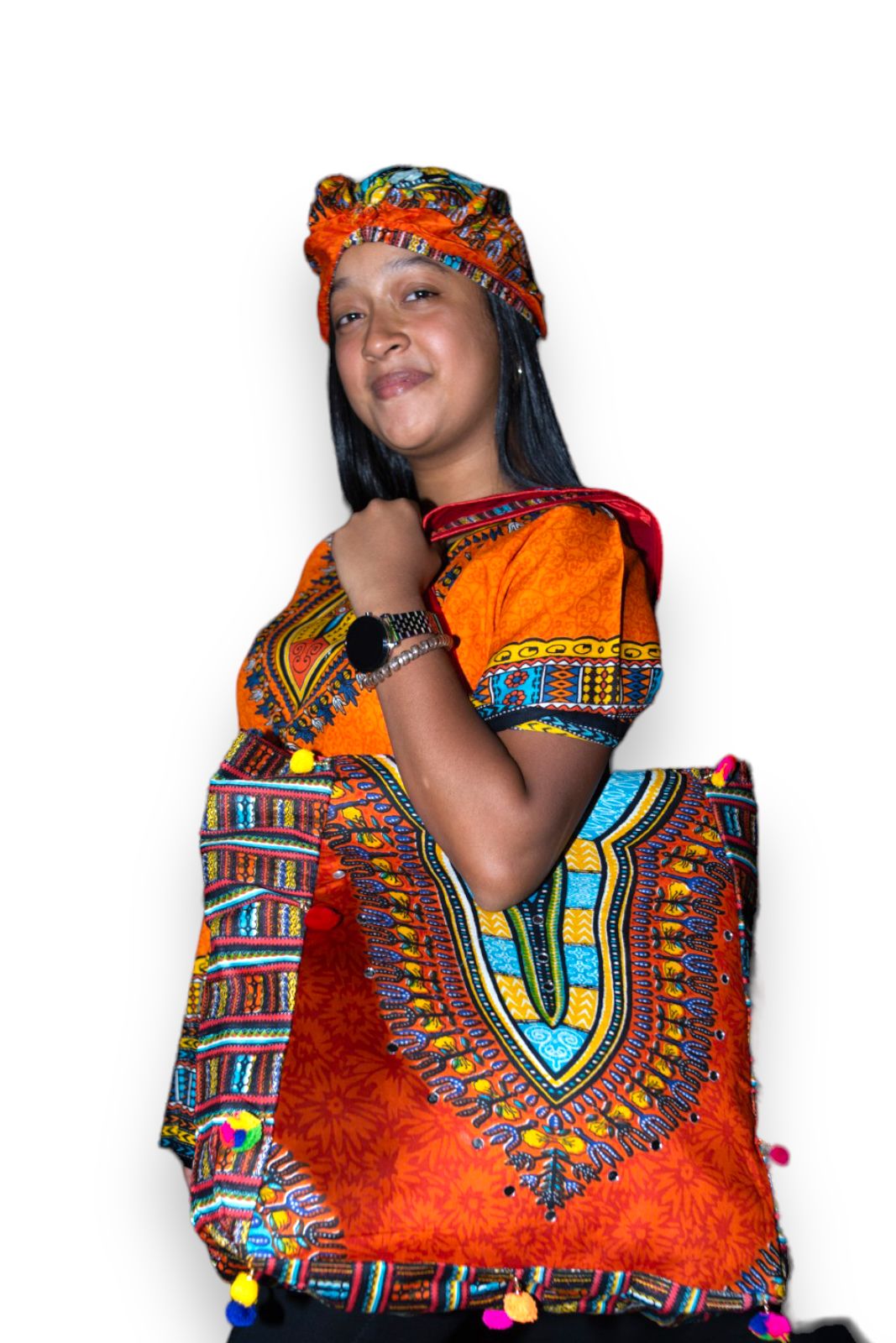 Manta Juvenil con Estampado Afrocaribeño Naranja
