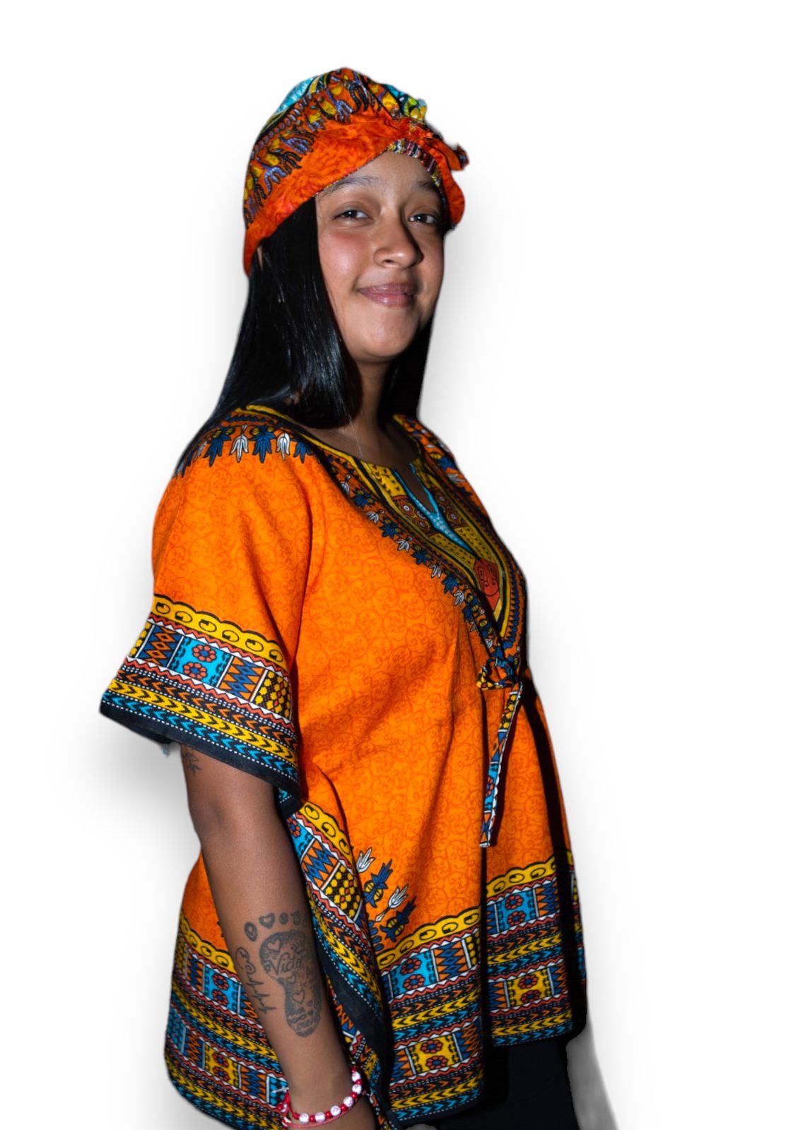Manta Juvenil con Estampado Afrocaribeño Naranja