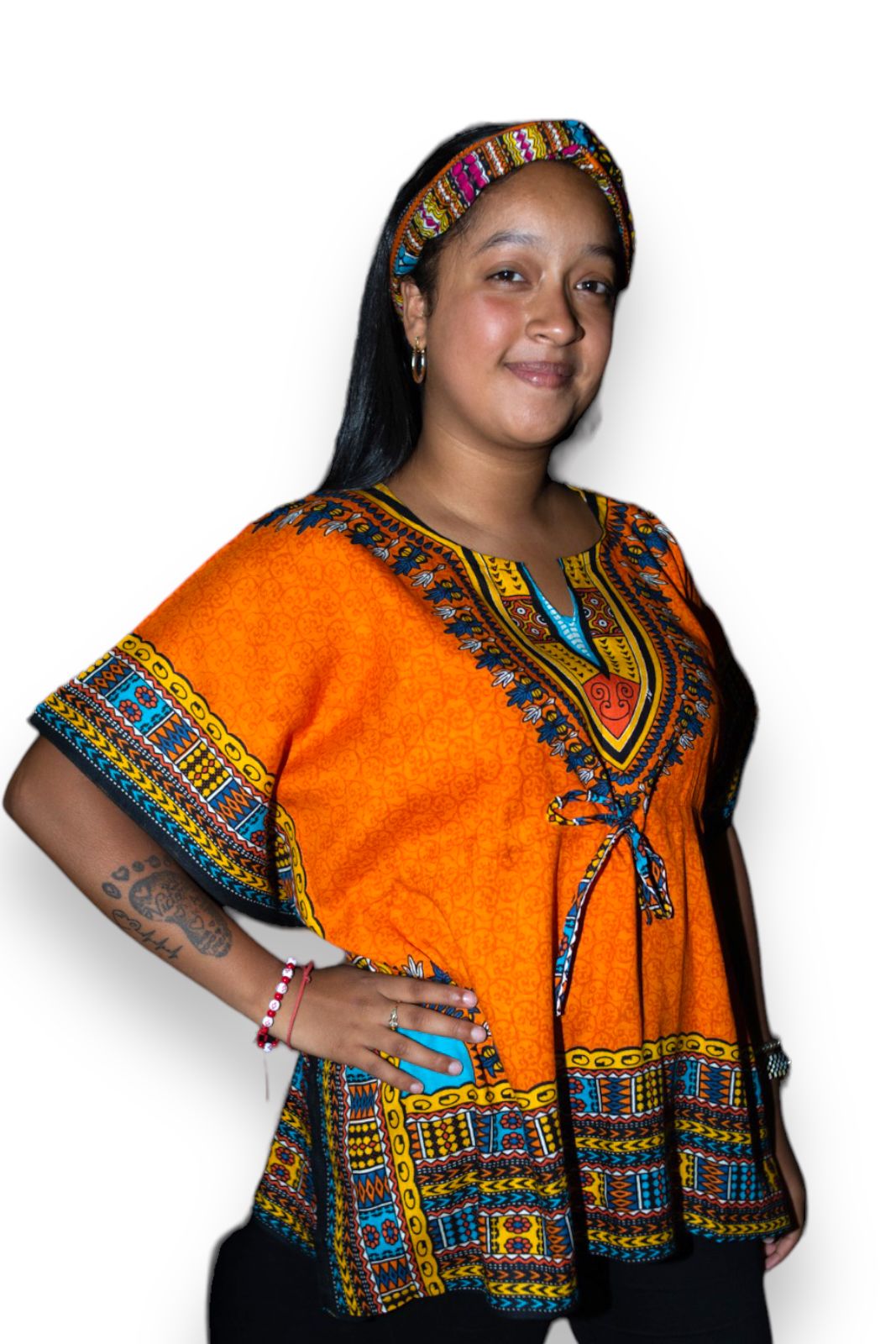 Manta Juvenil con Estampado Afrocaribeño Naranja