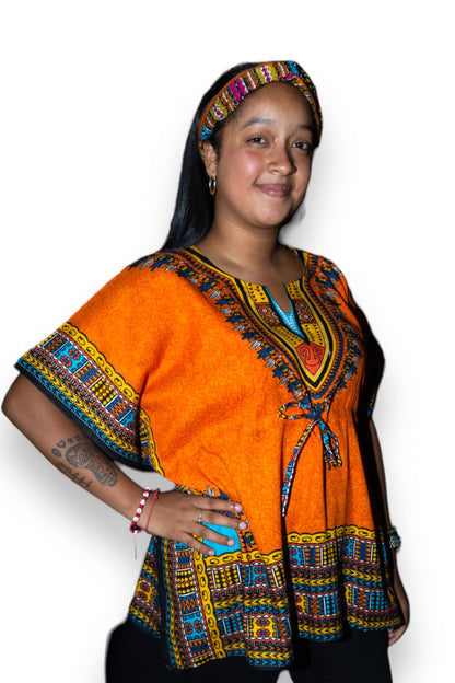 Manta Juvenil con Estampado Afrocaribeño Naranja