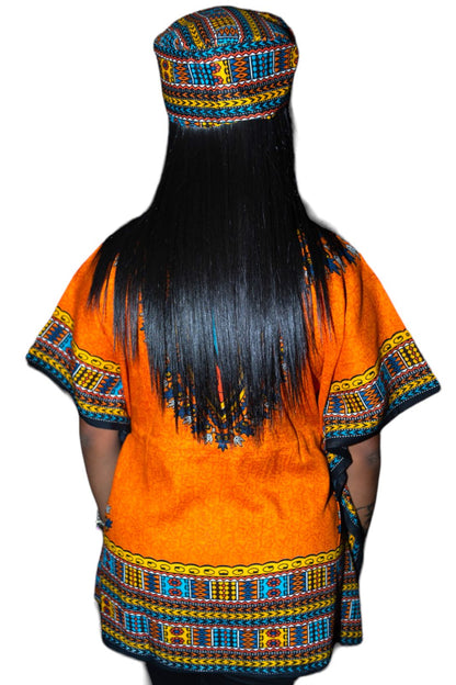 Manta Juvenil con Estampado Afrocaribeño Naranja