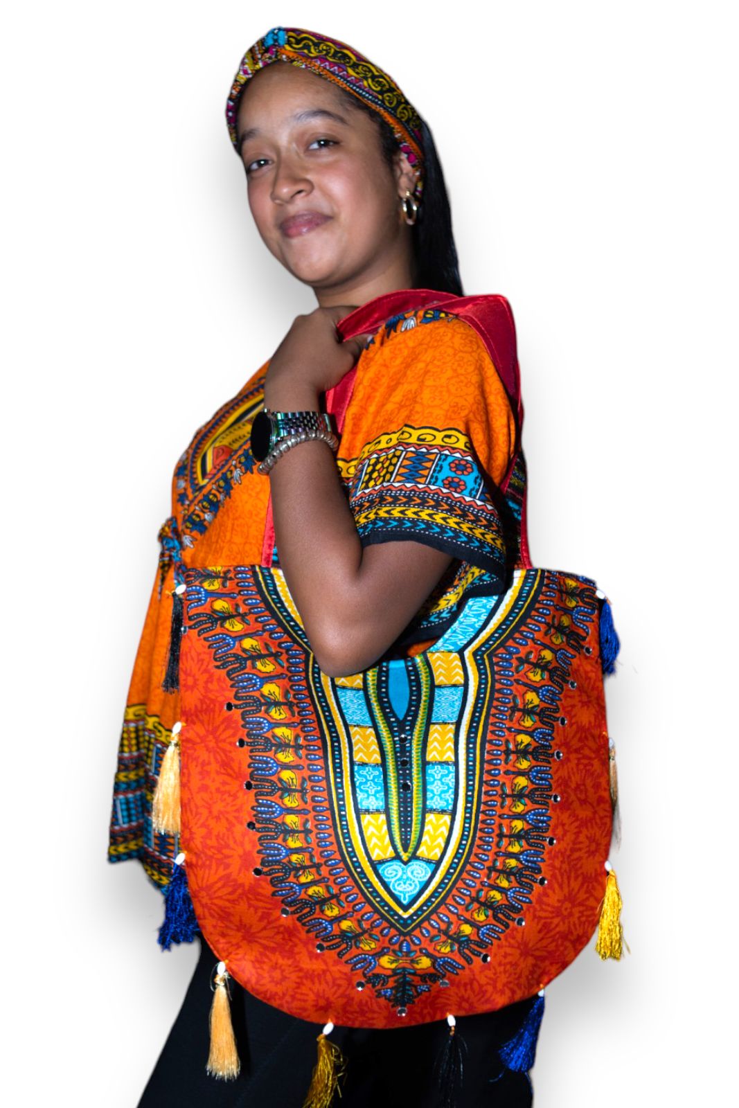 Manta Juvenil con Estampado Afrocaribeño Naranja