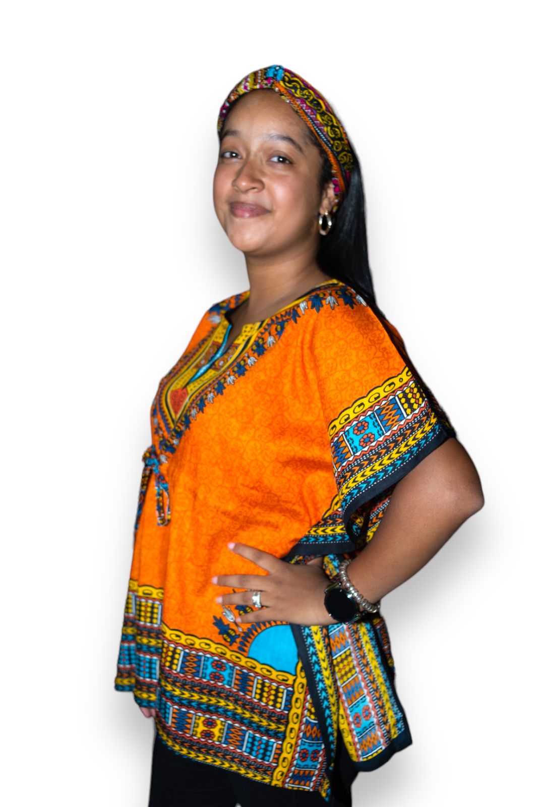 Manta Juvenil con Estampado Afrocaribeño Naranja