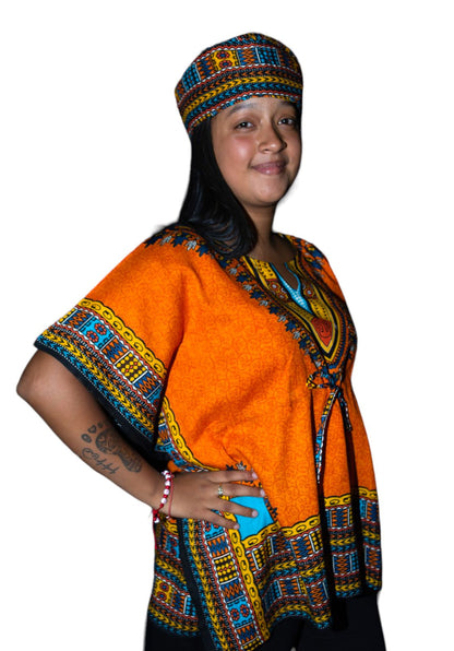 Manta Juvenil con Estampado Afrocaribeño Naranja