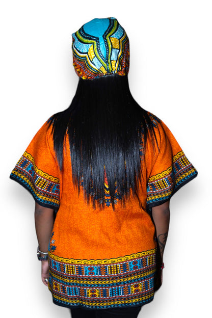Manta Juvenil con Estampado Afrocaribeño Naranja