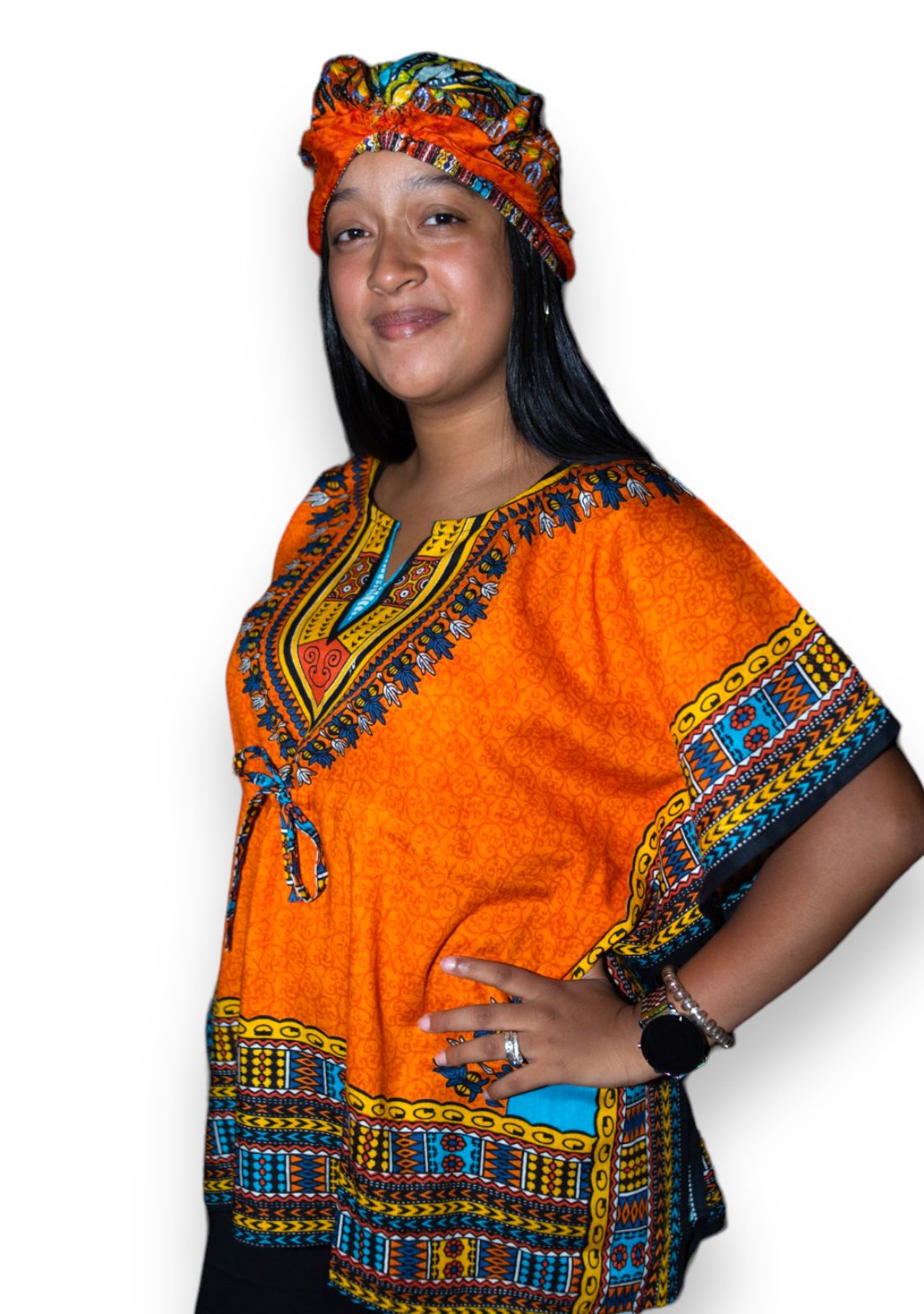 Manta Juvenil con Estampado Afrocaribeño Naranja