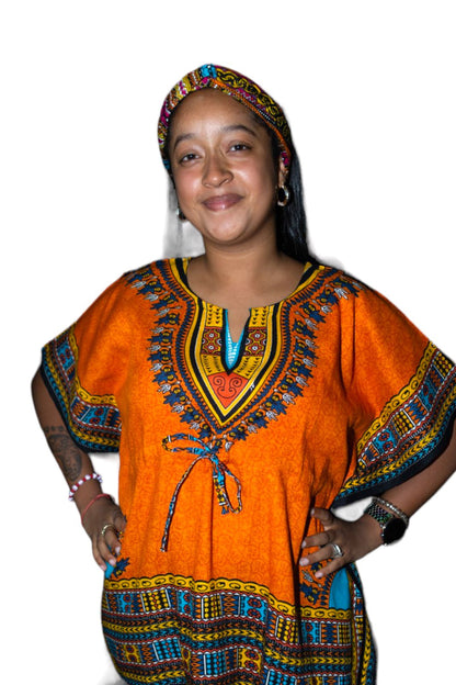 Manta Juvenil con Estampado Afrocaribeño Naranja