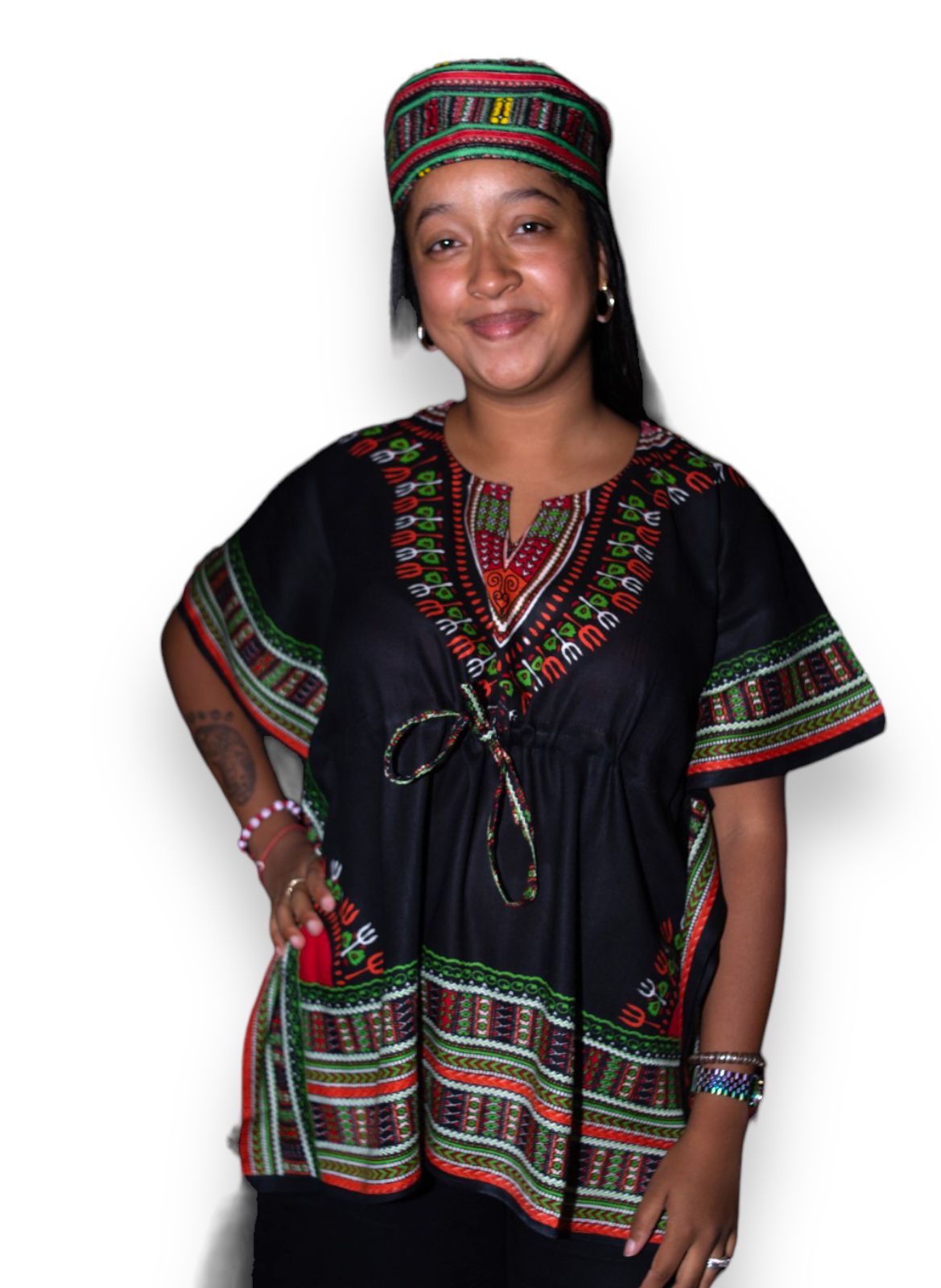 Manta Juvenil con Estampado Afrocaribeño Negro