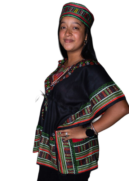 Manta Juvenil con Estampado Afrocaribeño Negro