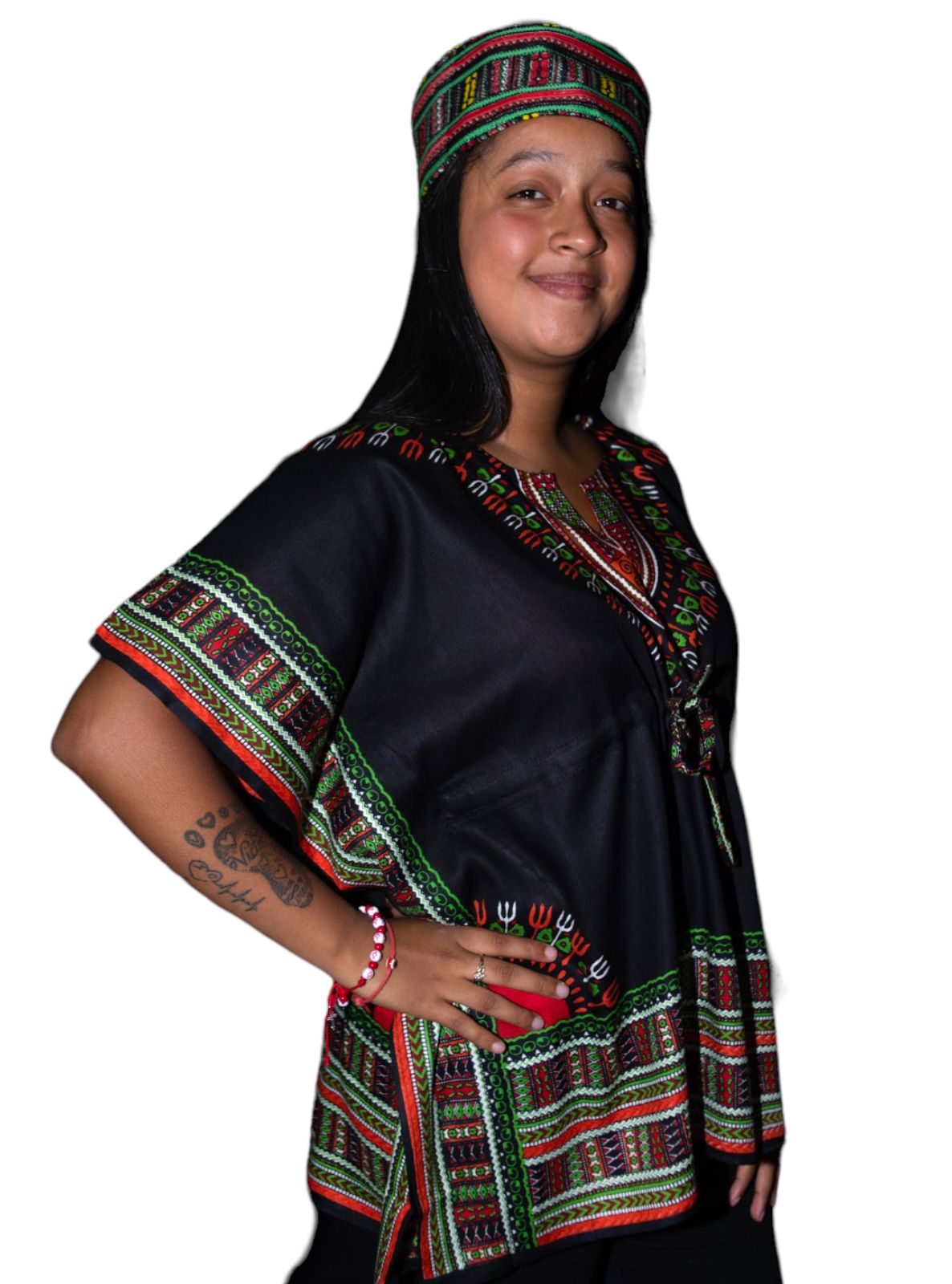 Manta Juvenil con Estampado Afrocaribeño Negro