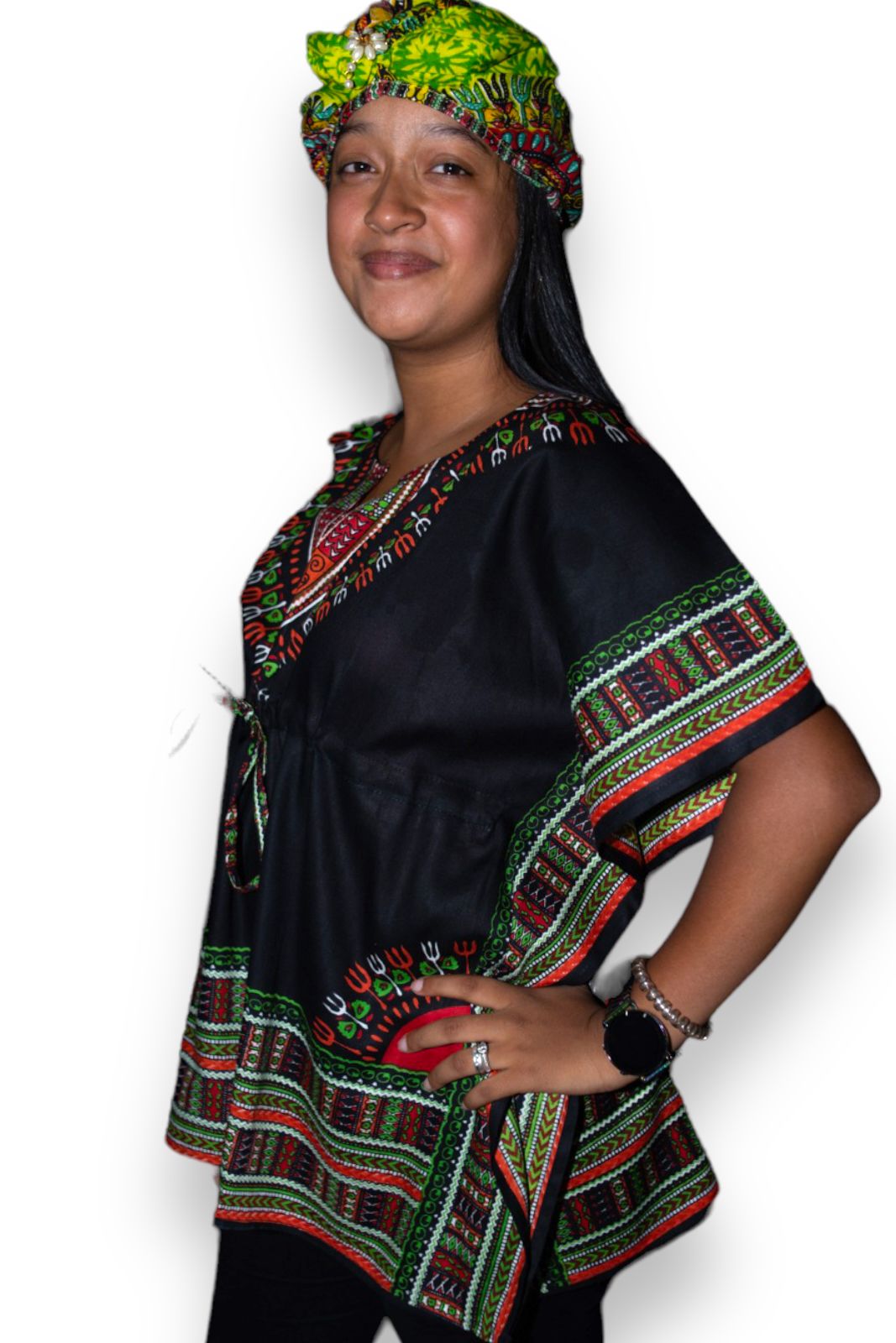 Manta Juvenil con Estampado Afrocaribeño Negro