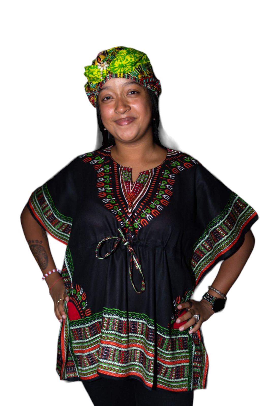 Manta Juvenil con Estampado Afrocaribeño Negro