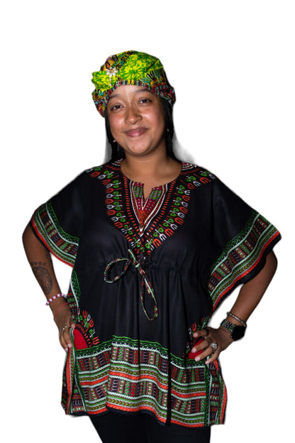 Manta Juvenil con Estampado Afrocaribeño Negro