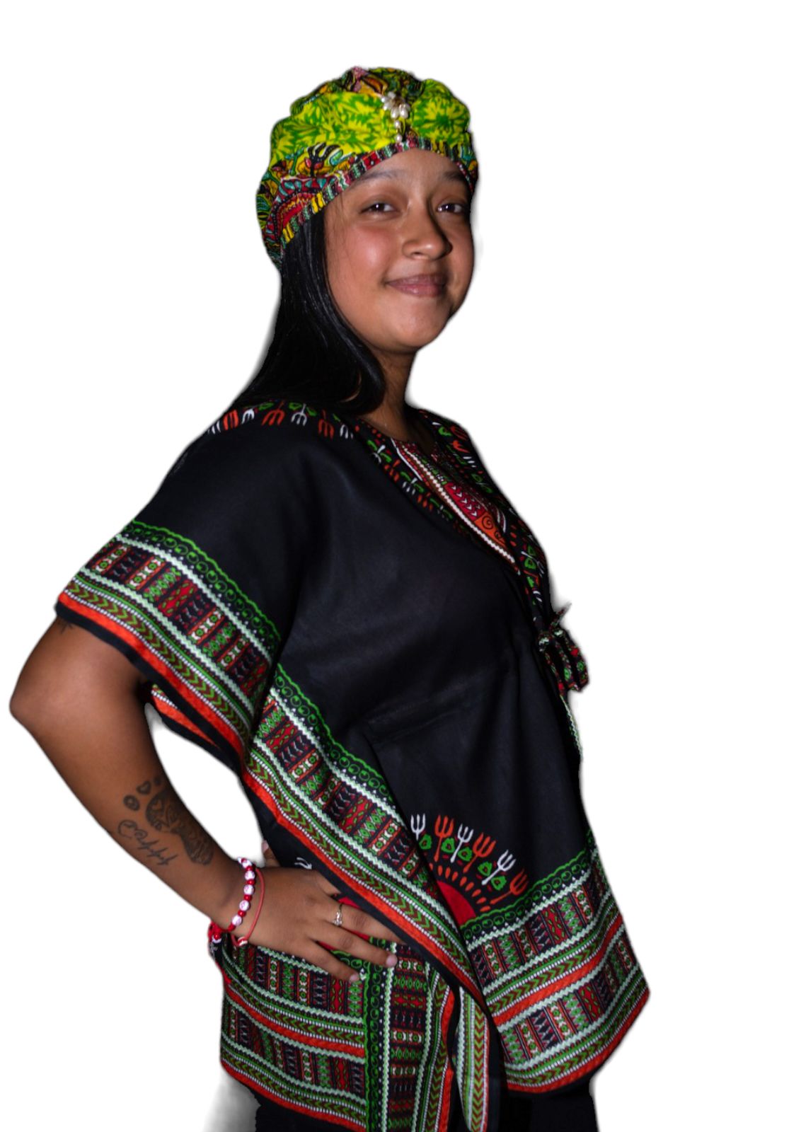 Manta Juvenil con Estampado Afrocaribeño Negro