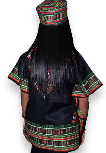 Manta Juvenil con Estampado Afrocaribeño Negro