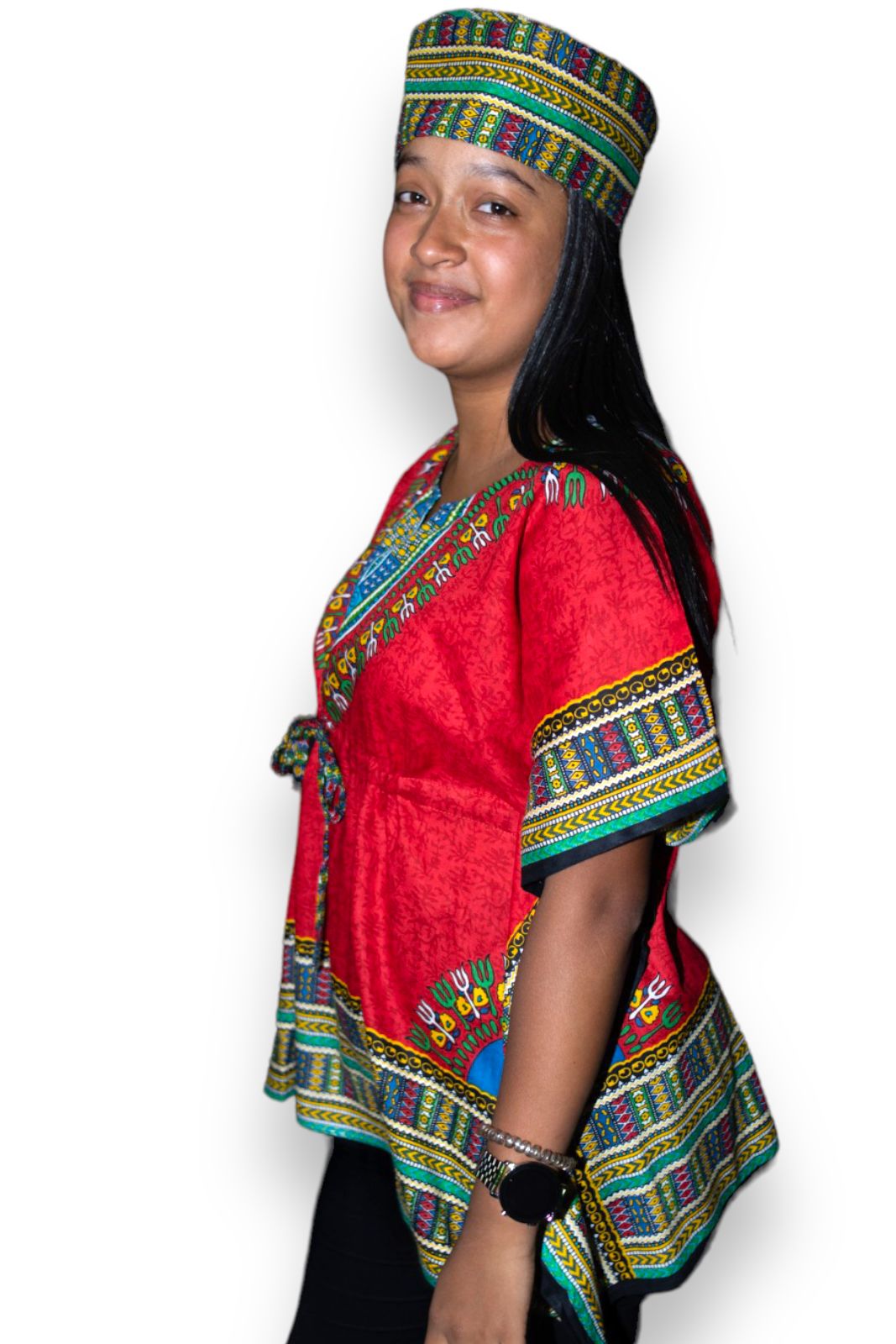 Manta Juvenil con Estampado Afrocaribeño Rojo