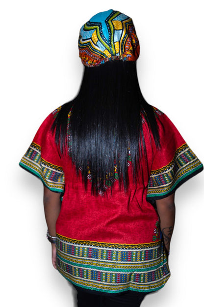 Manta Juvenil con Estampado Afrocaribeño Rojo