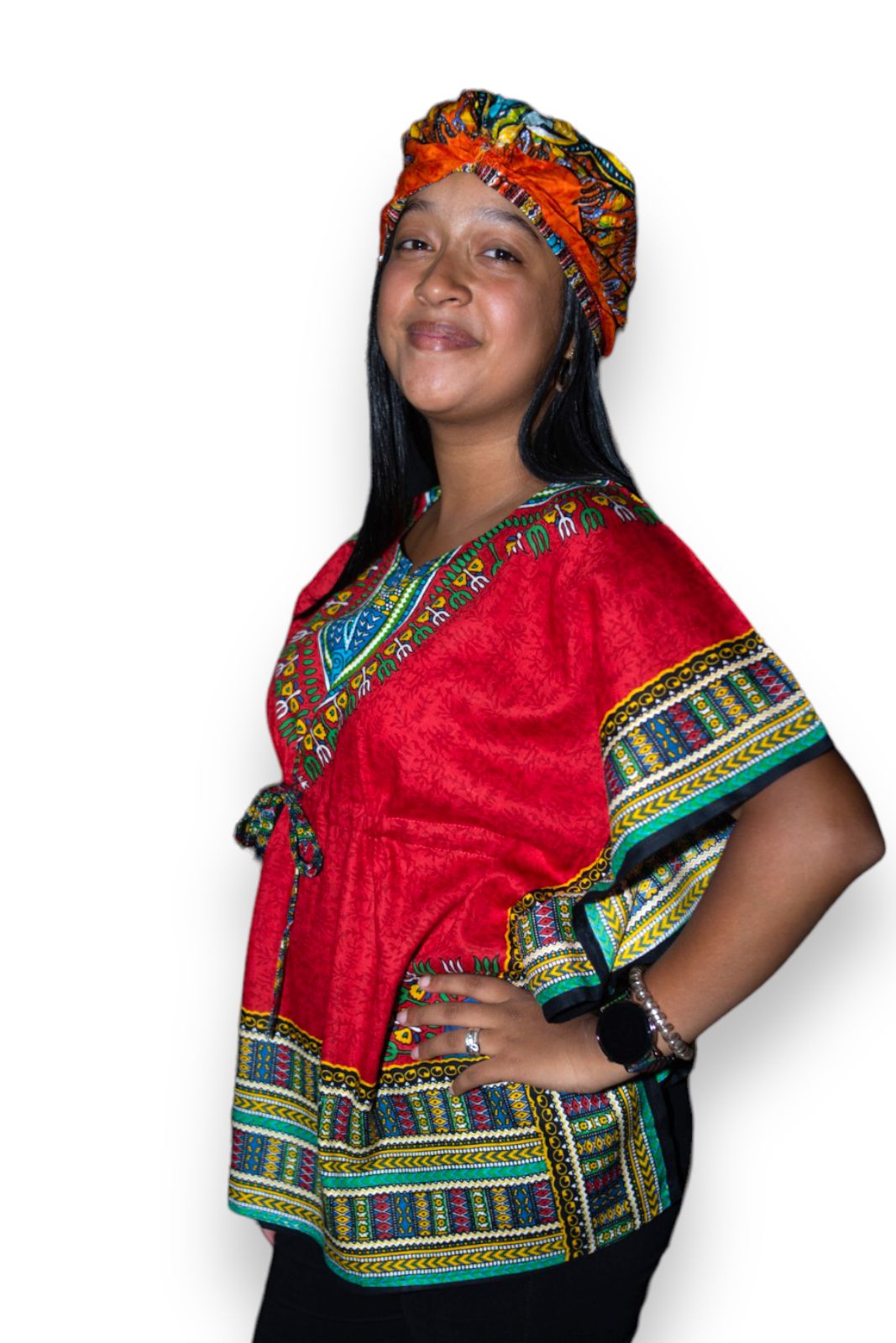 Manta Juvenil con Estampado Afrocaribeño Rojo
