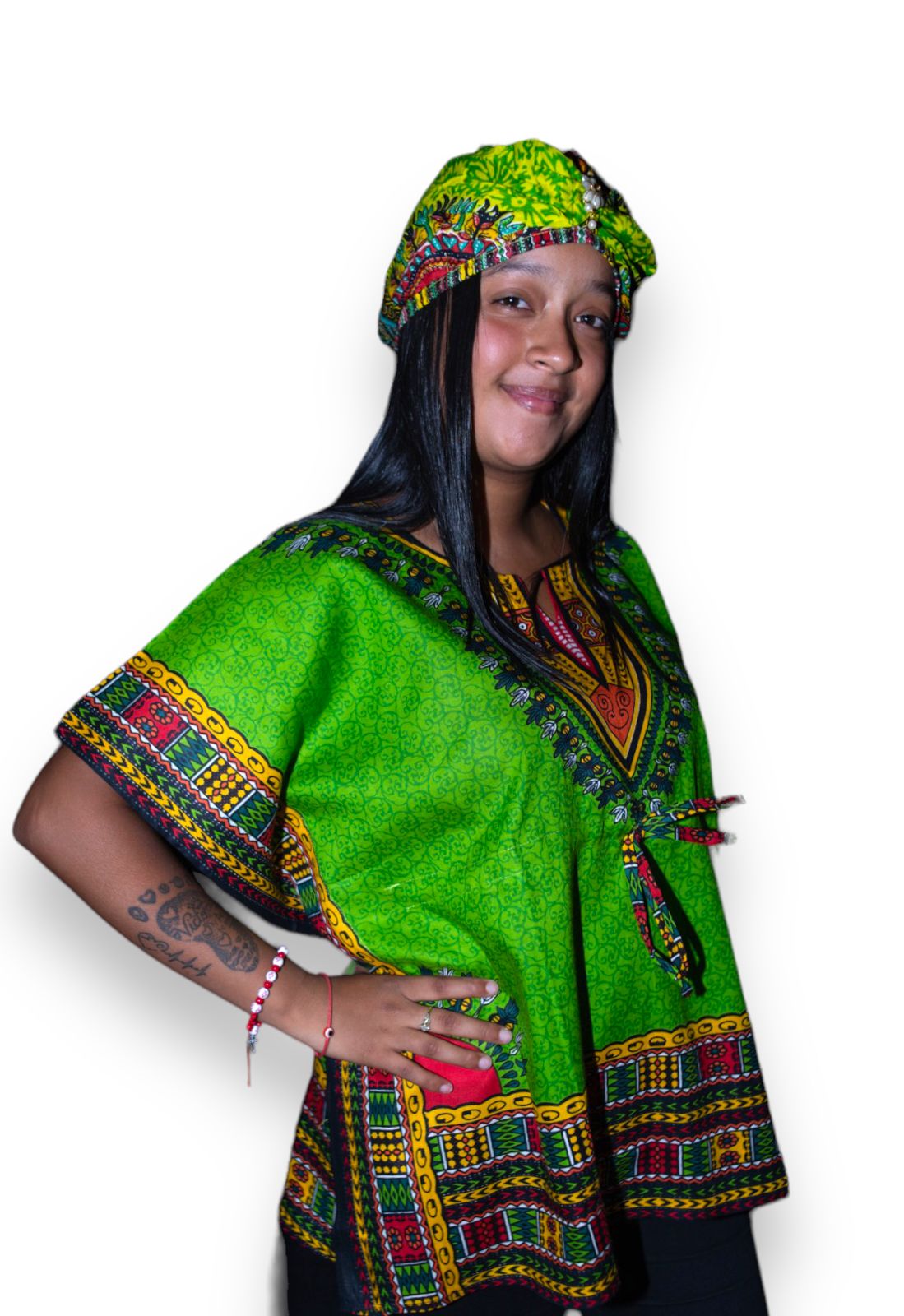 Manta Juvenil con Estampado Afrocaribeño Verde