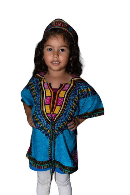 Manta de Niña con Estampado Afrocaribeño Azul