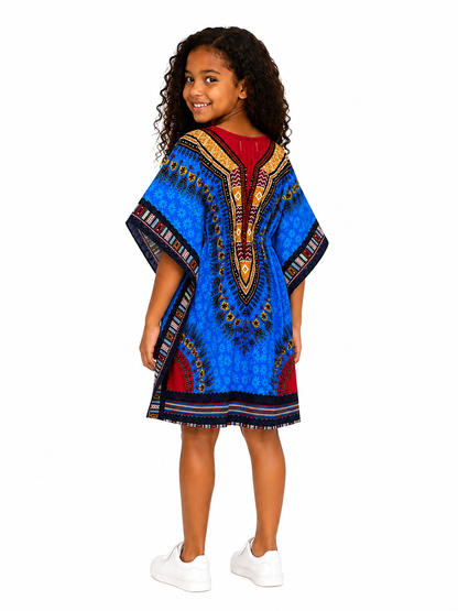Top Manta de Niña con Estampado Afrocaribeño Azul