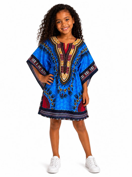 Top Manta de Niña con Estampado Afrocaribeño Azul