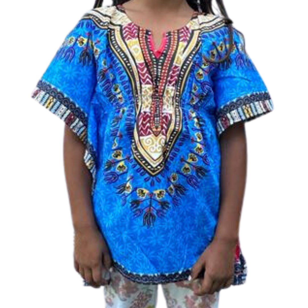 Manta de Niña con Estampado Afrocaribeño Azul