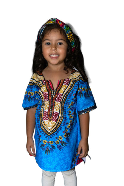 Manta de Niña con Estampado Afrocaribeño Azul