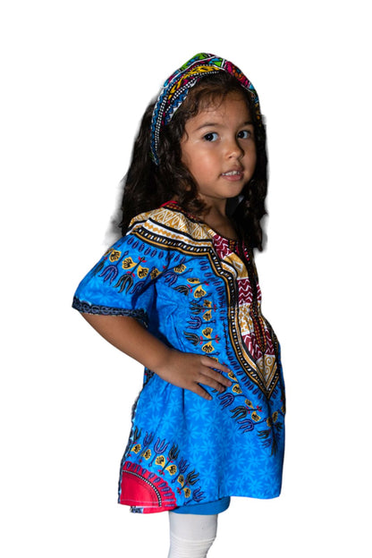 Manta de Niña con Estampado Afrocaribeño Azul