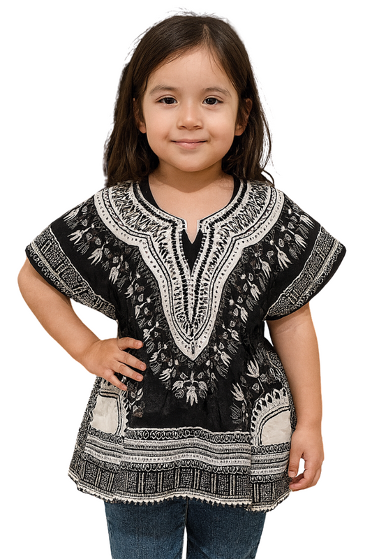 Top Manta de Niña con Estampado Afrocaribeño Negro