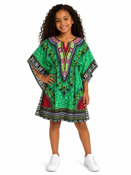 Top Manta de Niña con Estampado Afrocaribeño Verde