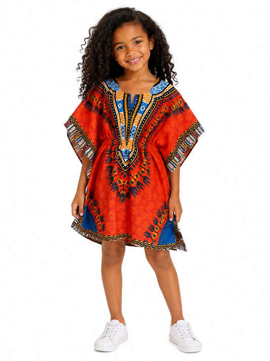 Top Manta de Niña con Estampado Afrocaribeño Naranja