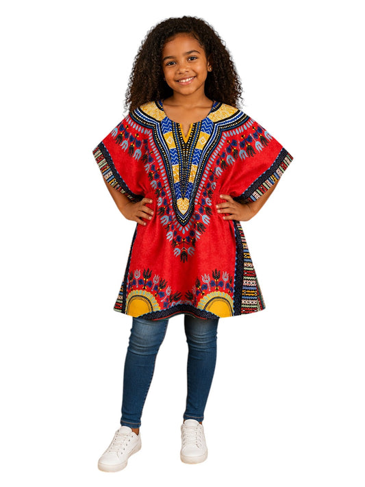 Top Manta de Niña con Estampado Afrocaribeño Rojo