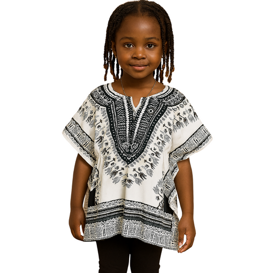 Top Manta de Niña con Estampado Afrocaribeño Blanco