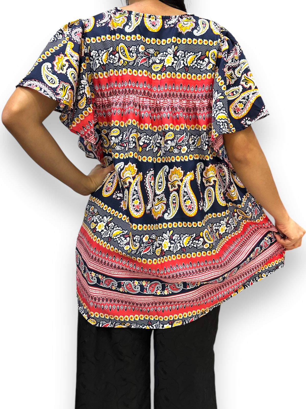 Top Blusa de Dama Estampado con Mangas