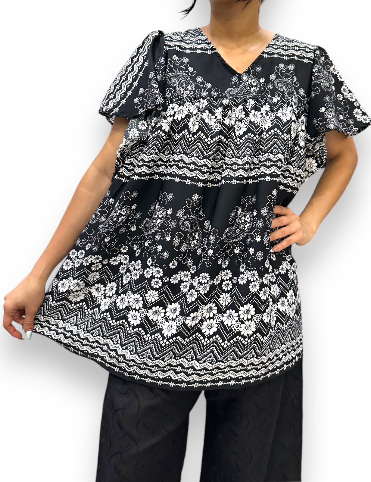 Top Blusa de Dama Estampado con Mangas