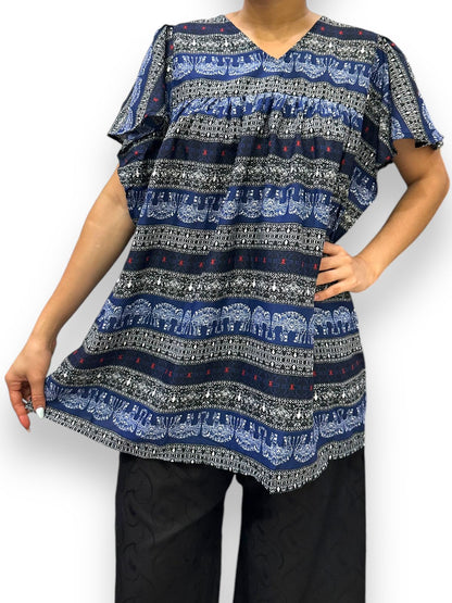 Top Blusa de Dama Estampado con Mangas