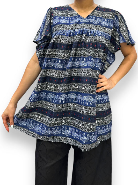 Top Blusa de Dama Estampado con Mangas