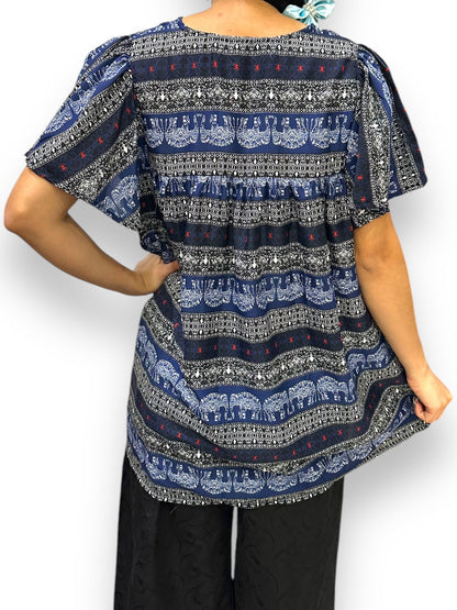 Top Blusa de Dama Estampado con Mangas